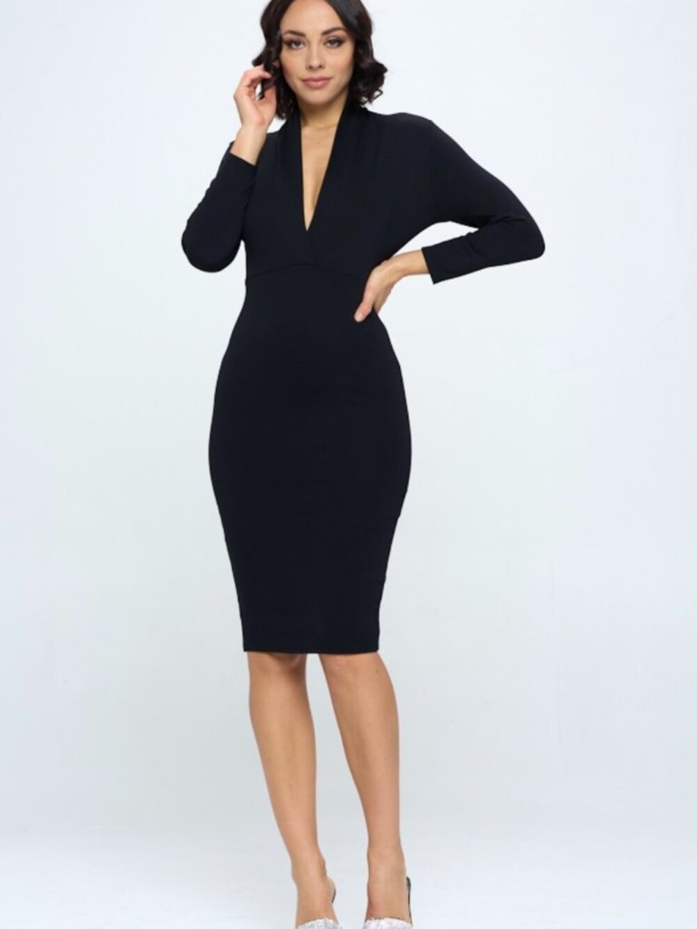 D21-V Plunge Midi Dress